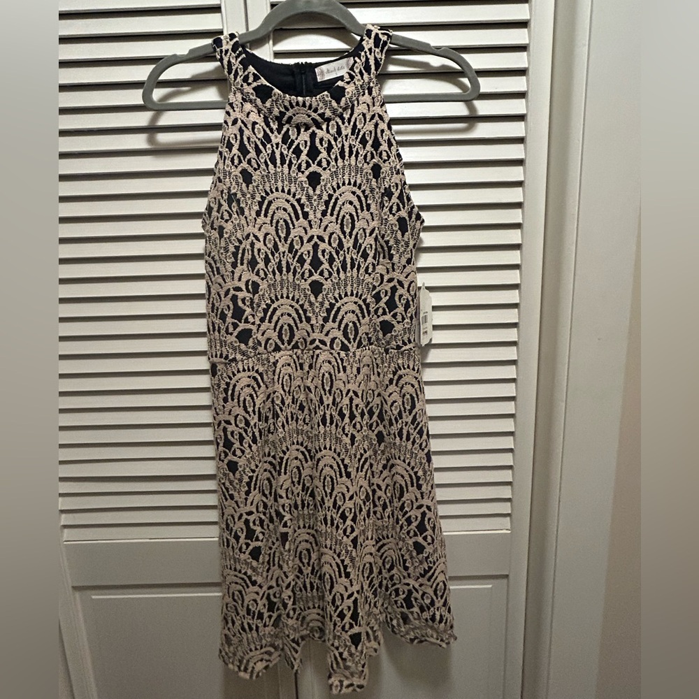 Altar'd State Black and Cream Lace Midi Dress